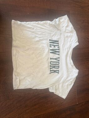 Hollister White Logo Tee with Subtle Navy Print
